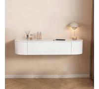 Labasuan Mobiletto da toeletta sospeso a parete, mobiletto da trucco angolare bianco con vano portaoggetti, toletta salvaspazio completamente assemblata per la camera da letto(Free-stand)