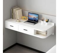 Labasuan Mobiletto per trucco sospeso angolare bianco, scrivania per computer in legno con cassetti e spazio aperto, comodino a parete, salvaspazio, per camera da letto(Left,100cm/39.37in)