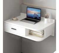 Labasuan Mobiletto per trucco sospeso angolare bianco, scrivania per computer in legno con cassetti e spazio aperto, comodino a parete, salvaspazio, per camera da letto(Left,80cm/31.49in)