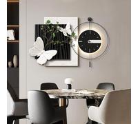 Labasuan Moderno orologio da parete 3D a forma di farfalla con luce LED integrata, silenzioso e a batteria, con finitura effetto arenaria e design senza cornice. Scultura(Black,90cm/35.4in)