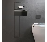 Labasuan Nicchia da incasso 4 in 1 per WC, mobiletto da bagno in acciaio inox con cestino e portarotolo a scomparsa, mobiletto a muro per la ristrutturazione di un bagno moderno