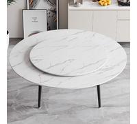 Labasuan Piano del tavolo rotondo pieghevole a 4 ante con piatto girevole rotondo, tavolo con rotazione manuale a 360 gradi, tavolo da pranzo in legno per riunioni di famiglia(70in+55in)