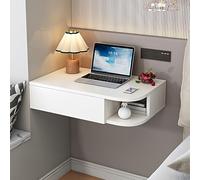 Labasuan Piccola scrivania sospesa, comodino a parete con cassetto e vano portaoggetti aperto, robusta toletta in legno, moderna scrivania per computer per camera da letto(White Left,60CM)