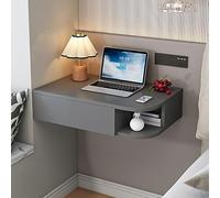 Labasuan Piccola scrivania sospesa, comodino a parete con cassetto e vano portaoggetti aperto, robusta toletta in legno, moderna scrivania per computer per camera da letto(Gray Left,80CM)