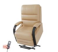 Labasuan Poltrona reclinabile elettrica a doppio motore, in similpelle, con massaggio e riscaldamento, schienale alto, robusta poltrona a dondolo per anziani e adulti, beige