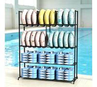 Labasuan Portaoggetti per salvagenti da piscina, organizer in metallo a 4 ripiani per attrezzature da piscina, scaffale mobile per piscina, parco acquatico, asilo nido