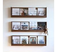 Labasuan Portariviste da parete 3 pezzi, moderno e minimalista espositore per libri, portaopuscoli sospeso, per ufficio, posta, riviste, cartelle, lettere(Walnut,63cm/24.8in)