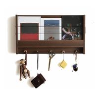 Labasuan Portariviste da parete con ganci, organizer in legno, moderno e minimalista, portadocumenti, espositore per brochure, per riviste, libri, lettere(Black walnut)