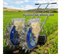 Labasuan Seminatrice Manuale a Spinta a Doppia Ruota in Acciaio Inox, seminatrice Regolabile da Giardino con 8 Dischi di Semina, per Mais/Arachidi/Fagioli, Strumento di Semina(9 nozzles)