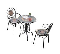 Labasuan Set da bistrot a mosaico da 3 pezzi, mobili con piastrelle a mosaico, tavolo e sedie a 2 posti con piano rotondo e design in rete di ferro, per giardino, patio, balcone(Black)
