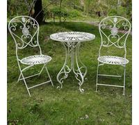 Labasuan Set da bistrot pieghevole in metallo, piccolo tavolo da pranzo da giardino con 2 sedie pieghevoli, moderno tavolo rotondo da conversazione per esterni, adatto a tutte le stagioni(Set)