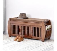 Labasuan Sgabello-panca in bambù per il cambio delle scarpe, contenitore per scarpe con cuscino di seduta, vano portaoggetti nascosto, panca da ingresso con seduta sollevabile(40.1in)
