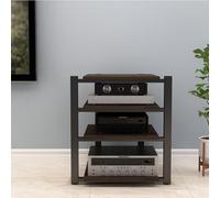 Labasuan Supporto multimediale audio a 2/3/4 ripiani, mobiletto moderno per componenti video, ripiano universale per supporti multimediali, per ricevitori, giradischi, console di gioco(Brown,4 tier)