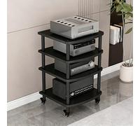 Labasuan Supporto multimediale AV con ruote, rack audio home theater a 4 ripiani, mobile per giradischi CD, design modulare, per console di gioco/soundbar/lettori CD(Black)