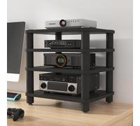 Labasuan Supporto per lettore multimediale AV a 4 ripiani, mobiletto stereo da scrivania, rack basso per audio HiFi, organizer da scrivania per torre video, per amplificatore, altoparlante(Teak)