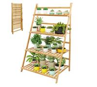 Labasuan Supporto per Piante Pieghevole in bambù a Forma di Scala, Porta vasi Multiplo, scaffale per Piante grasse, mensola angolare salvaspazio per Giardino, Balcone e Interni(4th Floor,70cm)