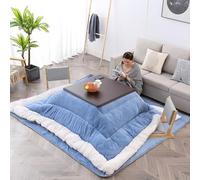 Labasuan Tavoli riscaldati da pavimento, tavolo kotatsu invernale Tatami, materasso futon giapponese con tavolino basso + trapunta + materassino + riscaldamento(Walnut color,80 * 80cm)