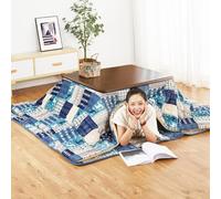 Labasuan Tavolo Kotatsu giapponese con stufa e coperta, stufa Tatami per camera da letto, set di 5 tavolini bassi multifunzionali in legno massello per sedersi sul pavimento(120 * 80 * 45cm)