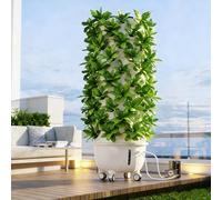 Labasuan Torre di Coltivazione idroponica Verticale a 80 Fori e 10 Strati con Ruote, Tower Garden con Pompa dell'Acqua, Attrezzatura agricola idroponica Fai da Te per Erbe aromatiche da Interno
