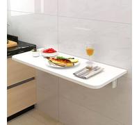 Labasuan Wall Mounted Folding Table, Narrow Long Floating Desk, Small Spaces Hanging Dining Table,Hanging Workbench, for Home Office Bar(White,100x20cm/39x7.8in)
