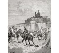 L'abate di Citeaux Arnaud Amalric e l'esercito crociato alla periferia di Beziers prima del massacro di Beziers 22 luglio 1209 durante la crociata albigese o la crociata catara. Amalrico quando gli è