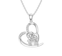 LABBAO Collana con ciondolo a forma di elefante, da donna, in argento sterling 925, con ciondolo a forma di elefante, con diamanti di lab-grown
