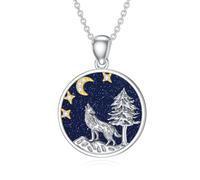 LABBAO Collana da donna con ciondolo a forma di lupo, in argento Sterling 925, con diamante lab-grown