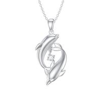 LABBAO Collana da donna con delfino con ciondolo a forma di diamante in argento sterling 925, con ciondolo a forma di delfino, con diamanti lab-grown