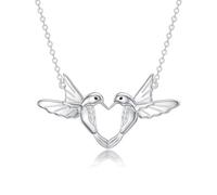 LABBAO Collana da donna in argento Sterling 925 con ciondolo a forma di colibrì con diamante Lab-Grown