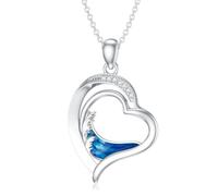 LABBAO Collana da spiaggia di diamanti per le donne in argento sterling 925 con ciondolo a forma di cuore dell'oceano e di laboratorio con diamanti allevati gioielli regalo per mamma moglie, a
