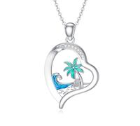LABBAO Collana da spiaggia di diamanti per le donne in argento sterling 925 con ciondolo a forma di cuore dell'oceano e di laboratorio con diamanti allevati gioielli regalo per mamma moglie, a