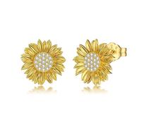 LABBAO Orecchini a forma di girasole da donna, in argento Sterling 925, con diamante Lab-Grown