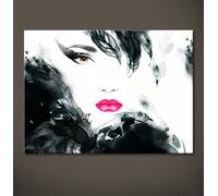 Labbra Astratto Immagine Tela Nero Bianco Moderno Fucsia Pop Culto Donna Deco