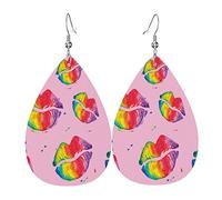 Labbra D'Amore Libere Arcobaleno Bacio Gioia Rosa Donna Orecchini Ecopelle Orecchino Goccia Pendenti