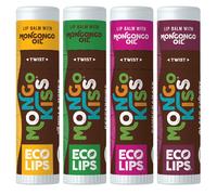 Labbra ecologiche bacio mongo balsamo organico ballone da 4 pacchetti piperita melograno vaniglia miele ciliegia - 100 % USDA Organic - Soothe idrata