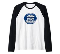 Labbra fresche con Grafica Open Your Mouth Maglia con Maniche Raglan