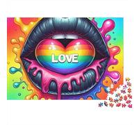 Labbra Graffiti Arcobaleno Puzzle 1000 Pezzi Carta per Adulti Cuore Graffiti Relax Arredo Casa Regalo 52x38cm/1000pcs