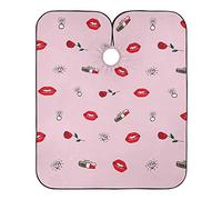 Labbra Rosse Fiore Di Rosa Diamanti Rosa Grembiule Da Parrucchiere Lavabile Taglio Di Capelli Mantello Impermeabile Mantella Parrucchiere Per Bambini Parrucchieri Barbieri 140X168Cm