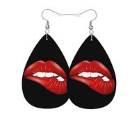 Labbra rosse Labbra rosse Moda Orecchini in ecopelle donna Sexy Labbro rosso Denti bianchi Matrimonio Orecchini a goccia Gioielli per le donne Ragazze Nuziale