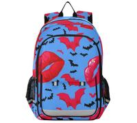 Labbra rosse pipistrelli neri zaini blu per bambini coperchi zaino campeggio zaino per bambini