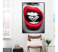 Labbra rosse sexy con dipinti su tela a diamante, poster e stampe, quadri da parete per la decorazione di un soggiorno moderno, cornice 30x45 cm