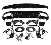 Labbro Paraurti Anteriore Per Benz W177 Hatchback Per AMG Styling A35 2019 Griglia Anteriore Paraurti Labbro Diffusore Marmitta Di Scarico Splitter Spoiler Pinna Posteriore(With Black Mufflers)