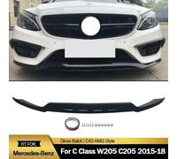 Labbro paraurti splitter anteriore adatto per Mercede Benz Classe C 2015-2018 W205 C205 C43 Kit corpo splitter spoiler stile AMG nero lucido Glossy Black