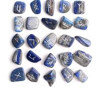 LABDIP Decorazione della Stanza 25 pz Naturale Lapislazzuli Rune Cristallo Blu Rune Pietra Divinazione Collezione Regalo di Fortuna
