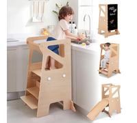 Labebe Torre di apprendimento per bambini, 4 in 1 regolabile learning tower in altezza con lavagna, Montessori con scivolo Torre, Multifunzionale Torre di apprendimento per bambini sgabello per cucina