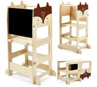 labebe torre montessoriana bambini(92 * 38.5 * 42cm), sgabello da cucina per bambini, torre di legno per l'apprendimento con lavagna, set pieghevole di tavolo e sedia per bambini