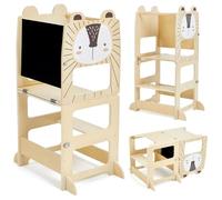labebe torre montessoriana bambini(Altezza 92 cm), grandi dimensioni torre montessoriana pieghevole in legno, 3 in 1 set di scrivania e sedia per bambini trasformabile con lavagna