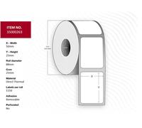 Label 50x25 - Core 25. White. - Premium. DT. Removable. 1.150 - labels per roll. 4 rolls per box. Black Mark Prem. 25 mm core.