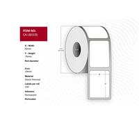 Label 76 x 76mm Core 19mm - Direct thermal Uncoated - permanent adhesive Outer roll diameter 49mm. 150 labels per roll 32 rolls