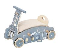 Label Label - 3 in 1 giocattolo in legno blu - bilanciere, girello e auto antiscivolo in un unico - Personalizzabile con nome - Giocattolo multifunzione per bambini a partire dai 12 mesi in su